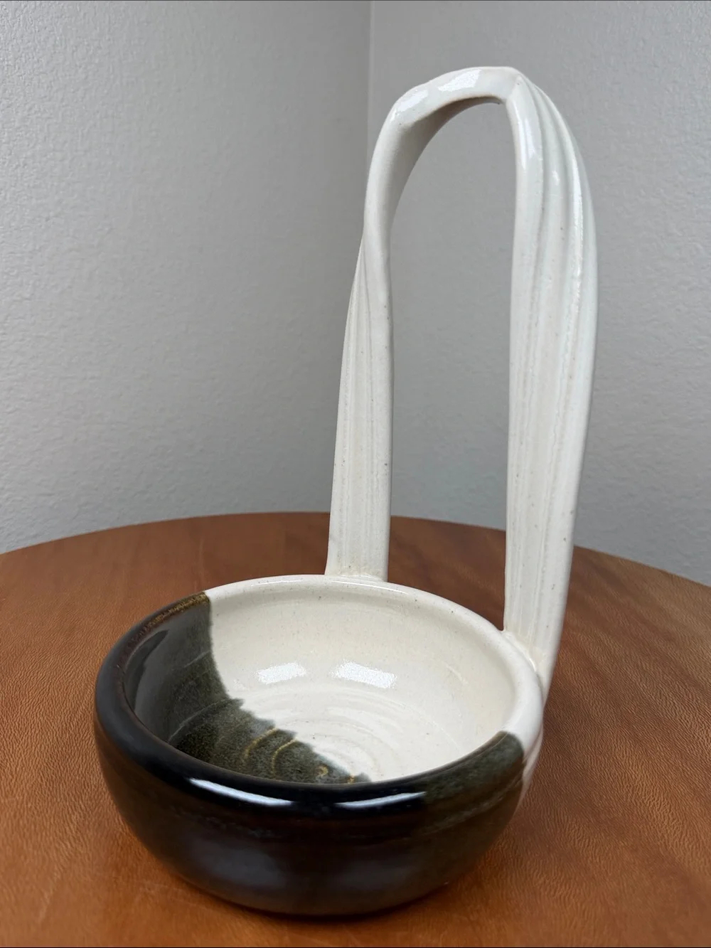 Handmade Art Pottery Ceramic Standing Spoon Rest Cottagecore Farmhouse white